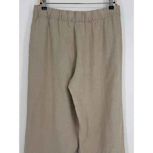 Garnet Hill Cropped Wide-Leg Linen Pants Small Sand Beige NWT Coastal Minimalist - Picture 6 of 10
